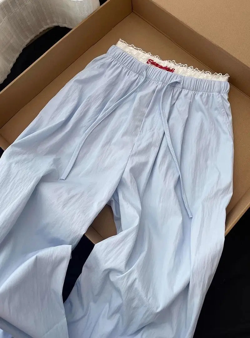 Blue High-waisted Slimming Slacks Women's