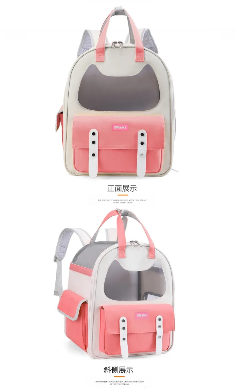 Portable Breathable Backpack for Carrying Pet Cats and Small Dogs