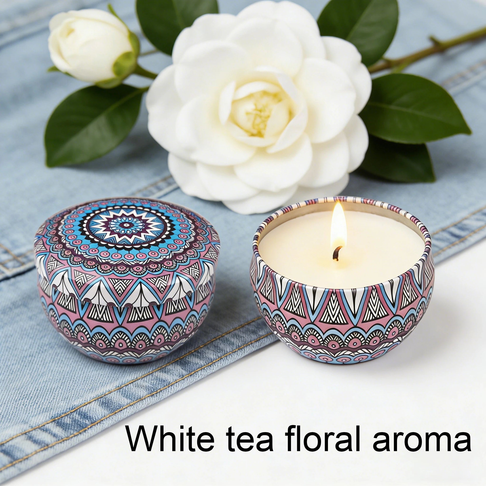 1 Pack of Ham-Scented Aromatherapy Candles, Small Tin Can Aromatherapy Candles, Available in White Tea Flower, Mint, Foxtail Grass, Honeysuckle, Bluebell, Jasmine, Lemongrass, Vanilla, Freesia, Lavender, Coconut Milk Scent, P