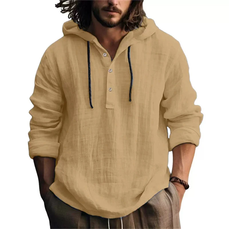New Men's Casual Blouse Cotton Linen Shirt