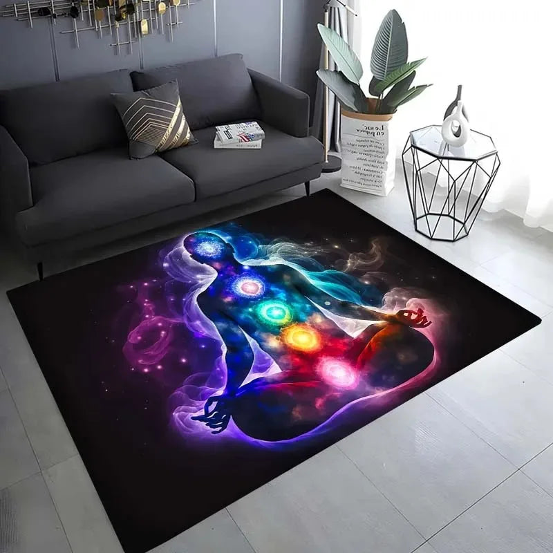 Colorful Yoga Pattern Floor Mats Door Decoration Home Living Room Floor Mats