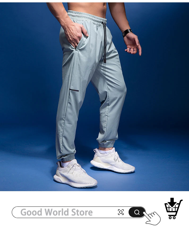 New Sport Pants Men Running Pants with Zipper Pockets