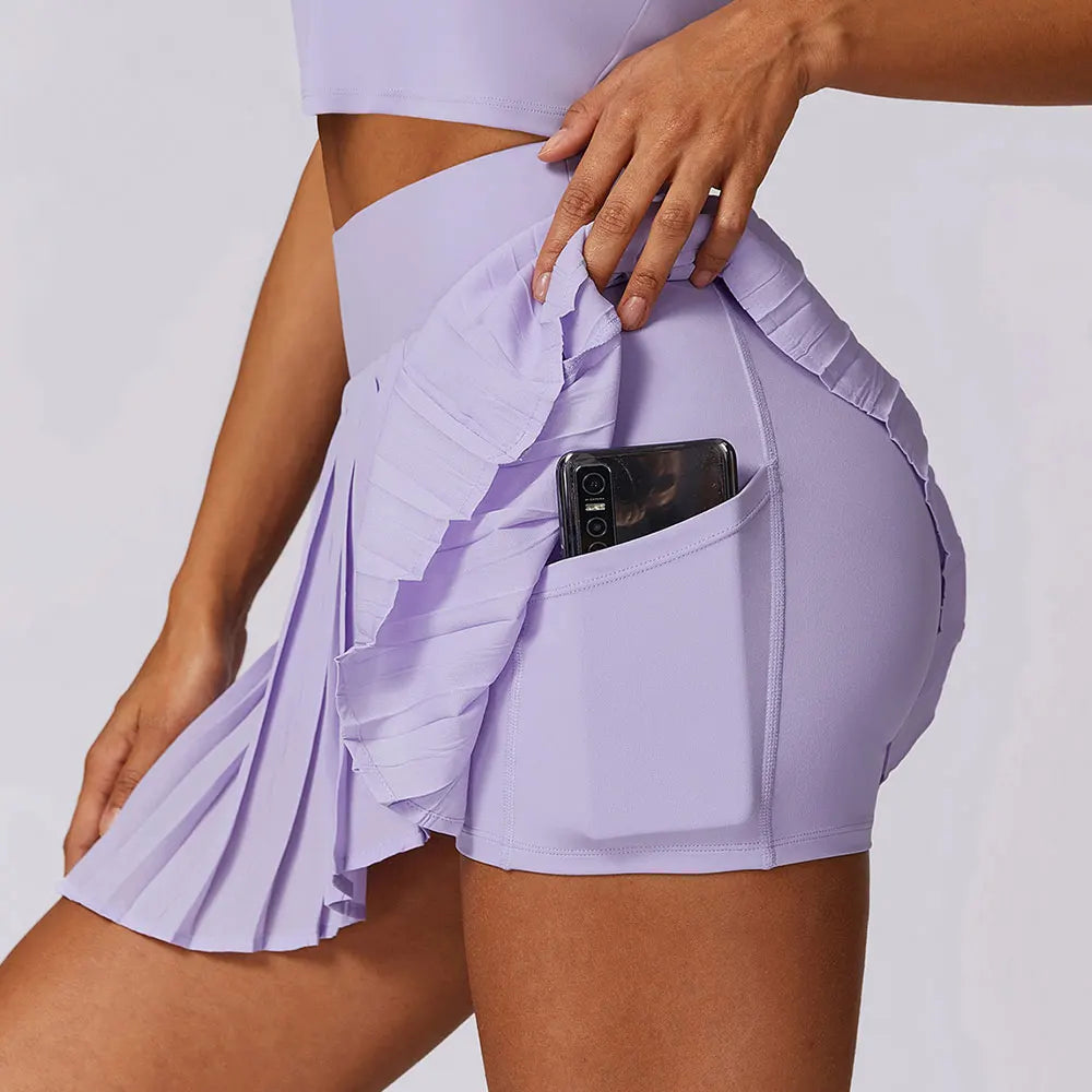 Women Dance Gym Workout Fitness Solid Sports Skirts