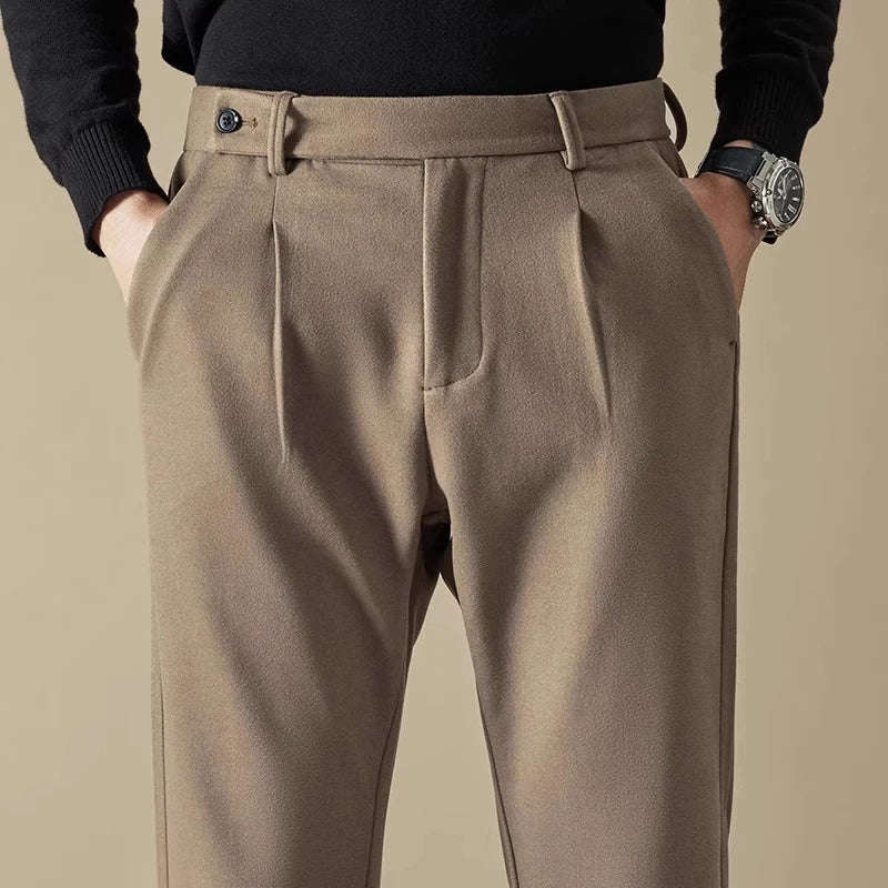 Business Casual Men's Brushed Khakis Straight Leg
