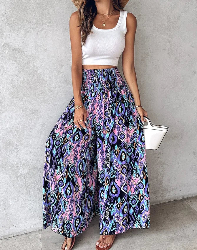 Boho Print Pant Women Wide Leg