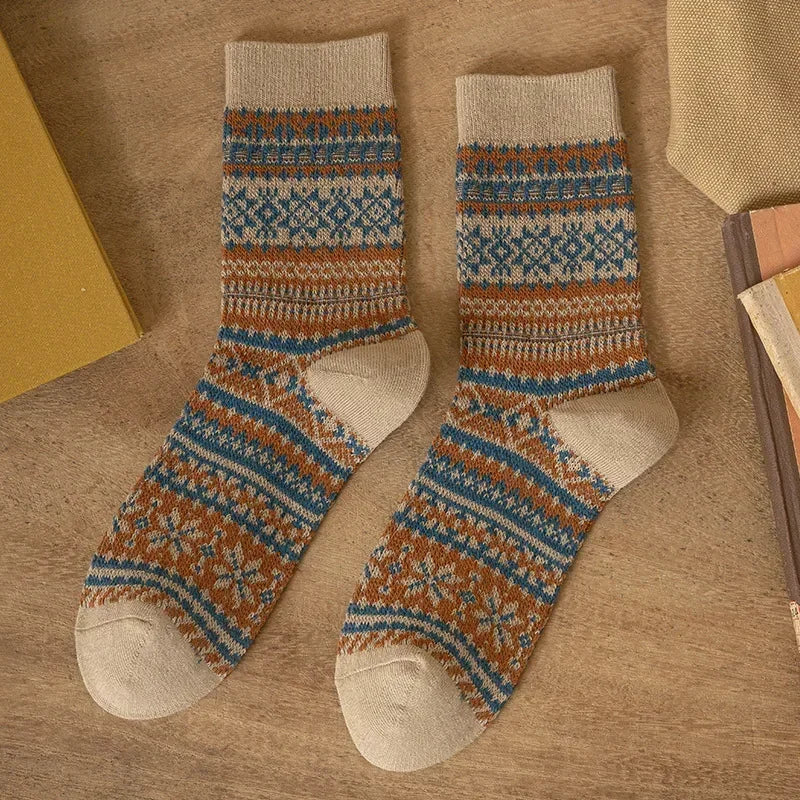 Mens Socks Fashion Retro Geometric Patterns