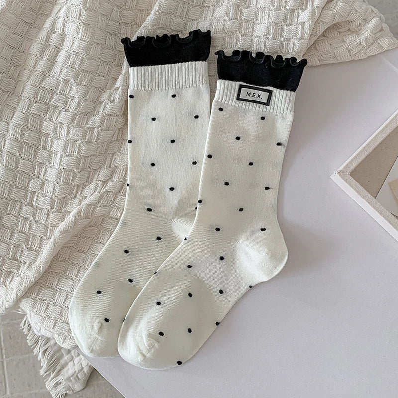 Women New Dots Cute Frilly Casual Fashion Socks