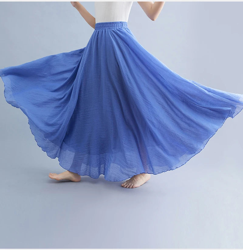 Boho Cotton Linen Beach Long Skirt
