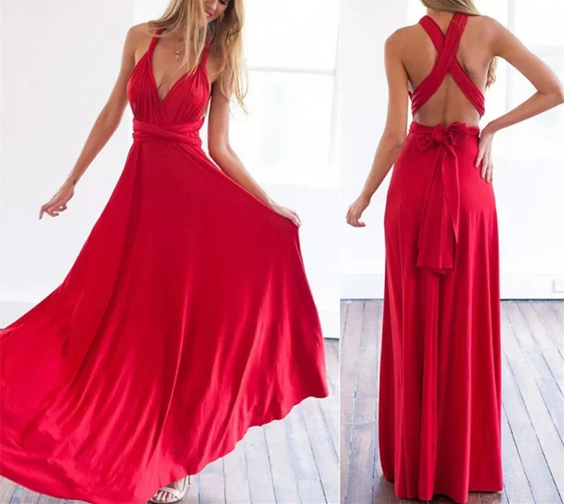Women Dresses Multiway Wrap Convertible Boho Maxi Dress