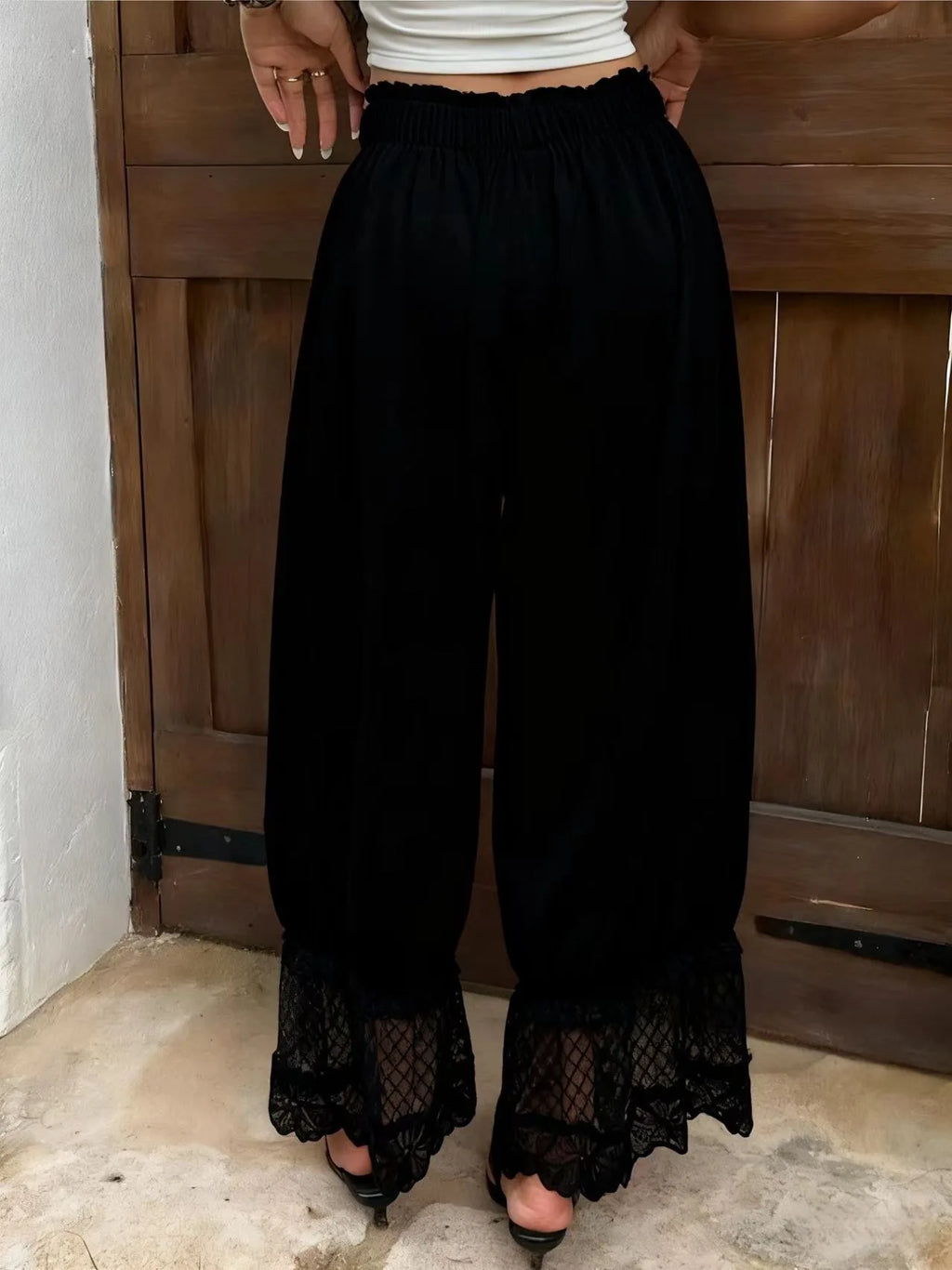 Boho Style Women's Loose Wide Leg Pants Fashion Lace