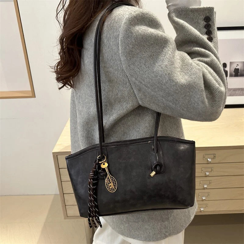 Retro Tote Bag Fashionable Advanced Simple And Versatile Handbag