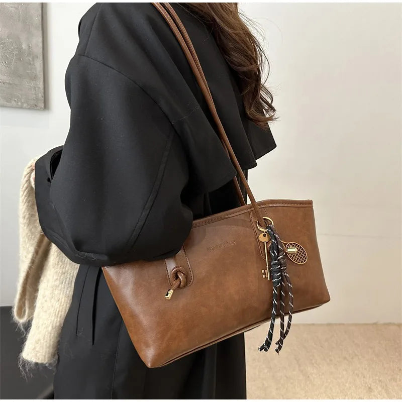 Retro Tote Bag Fashionable Advanced Simple And Versatile Handbag