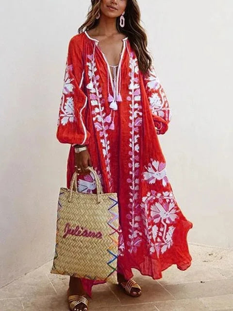 Boho Elegant Print Long Dress For Women