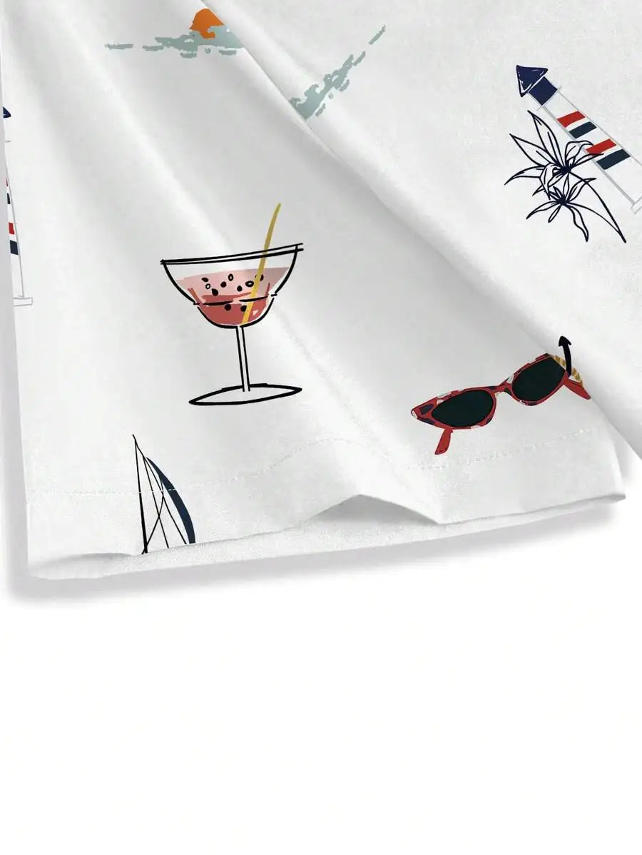 Men's Hawaiian Casual Button Down Short Sleeve Shirt