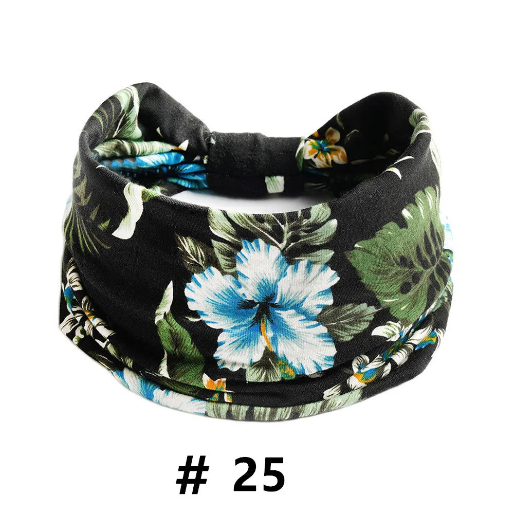 Boho Headbands for Women Cotton Wide Head Bands Stretch