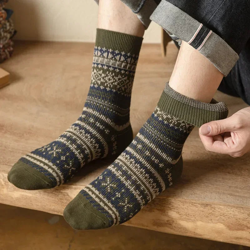 Mens Socks Fashion Retro Geometric Patterns