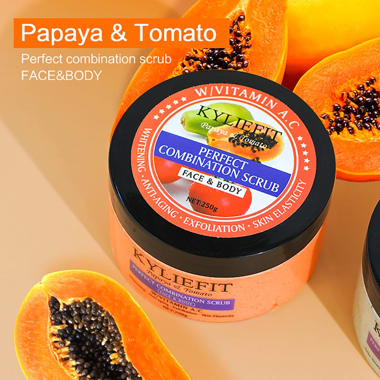 Papaya and Tomato Combination Scrub, Reduces Spots, Whitening and Exfoliating