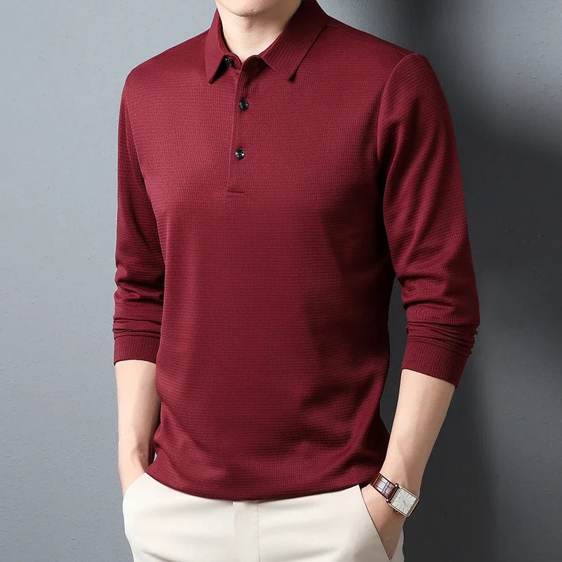 Men's Business Casual Polo Long Sleeve