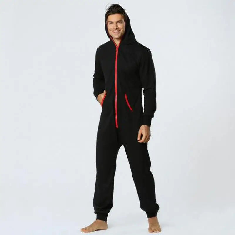 Men's Solid Color One-piece Sweater Loose Hooded Home Wear Pajama's