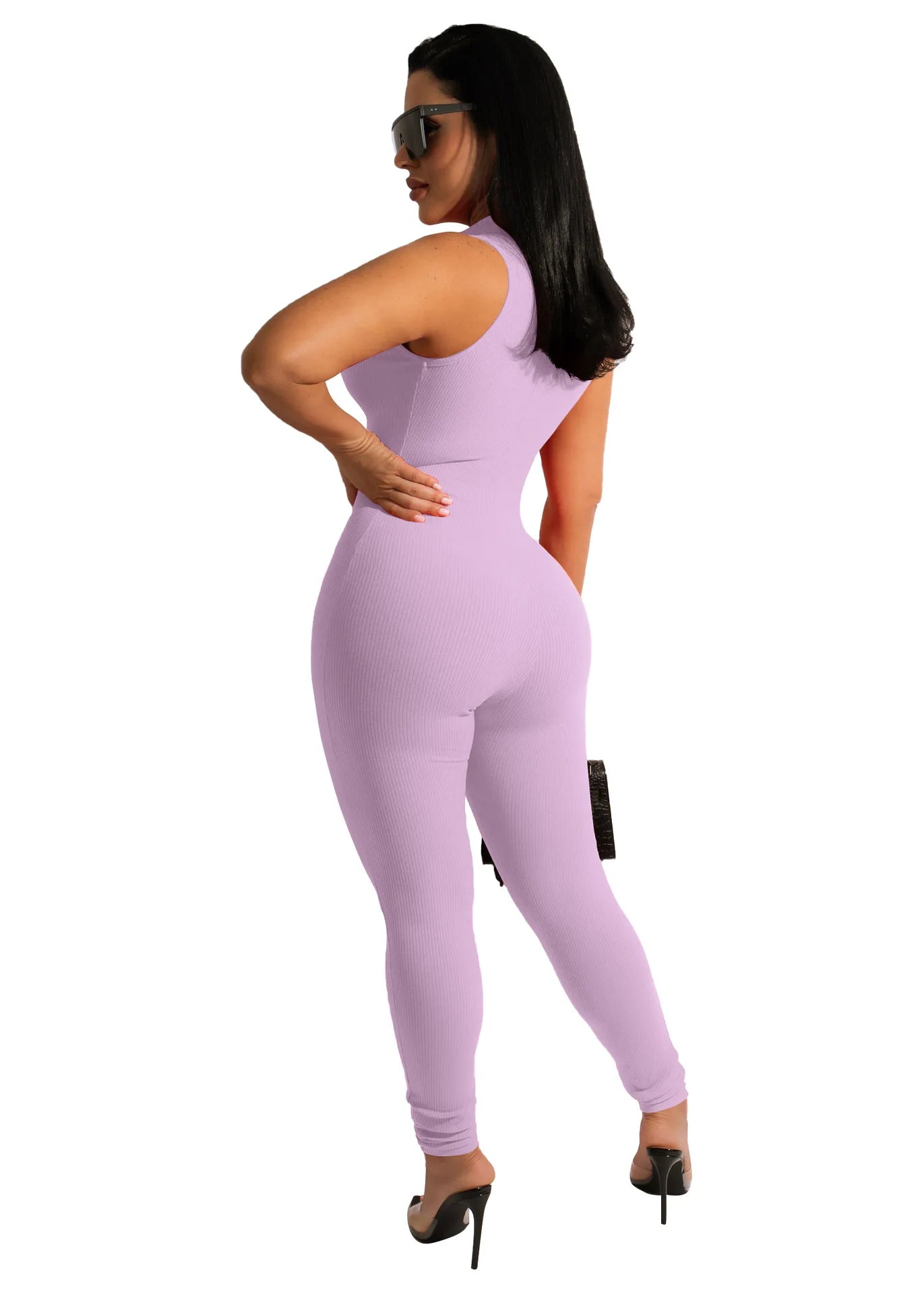 Plus Size Fitness Overalls zippered front