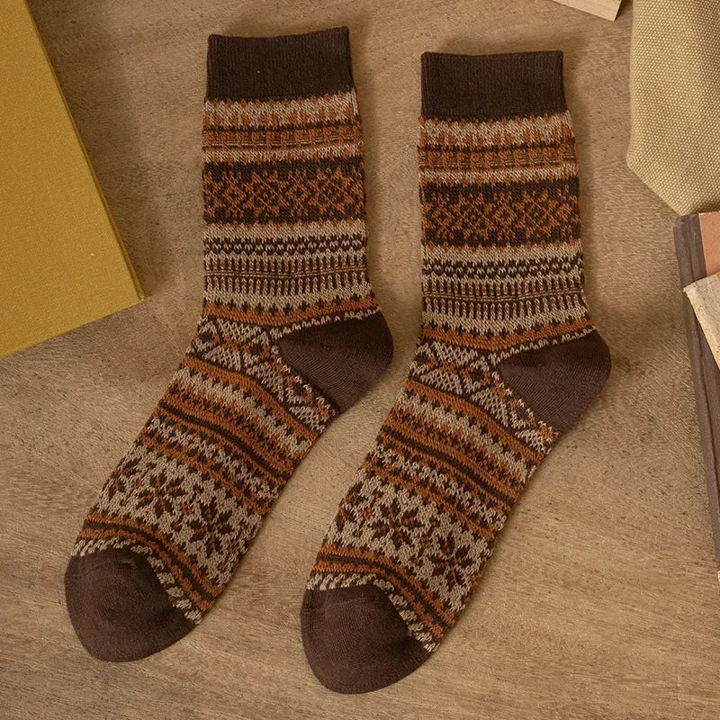 Mens Socks Fashion Retro Geometric Patterns