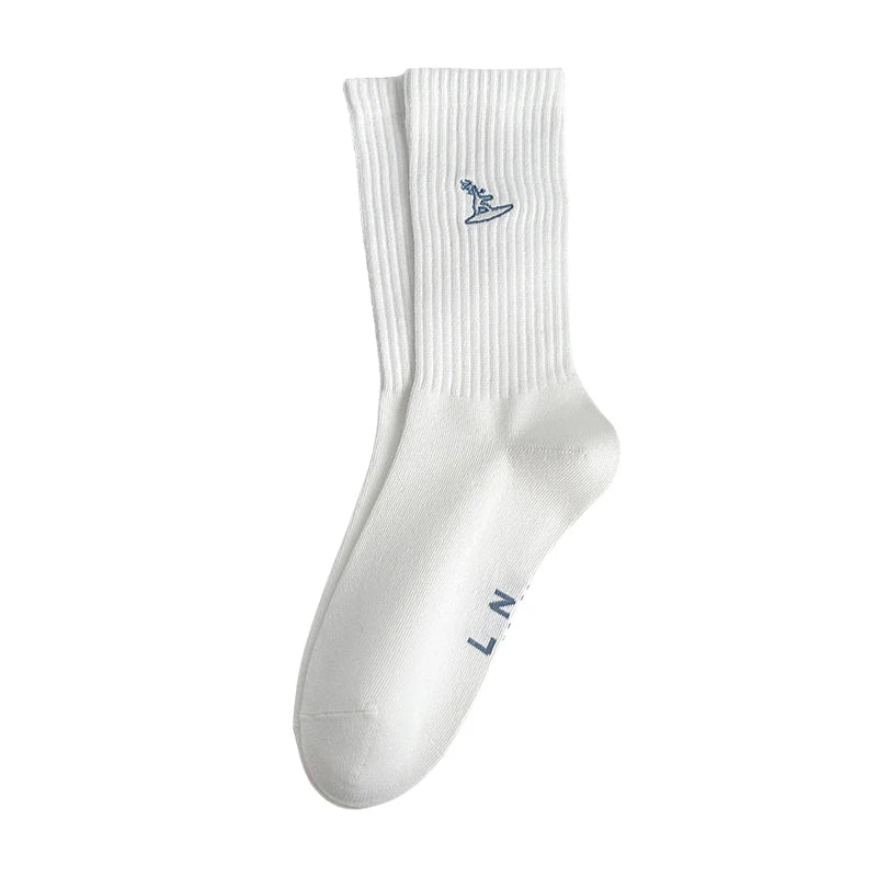 Men's Socks New Embroidery Fashion Solid Color