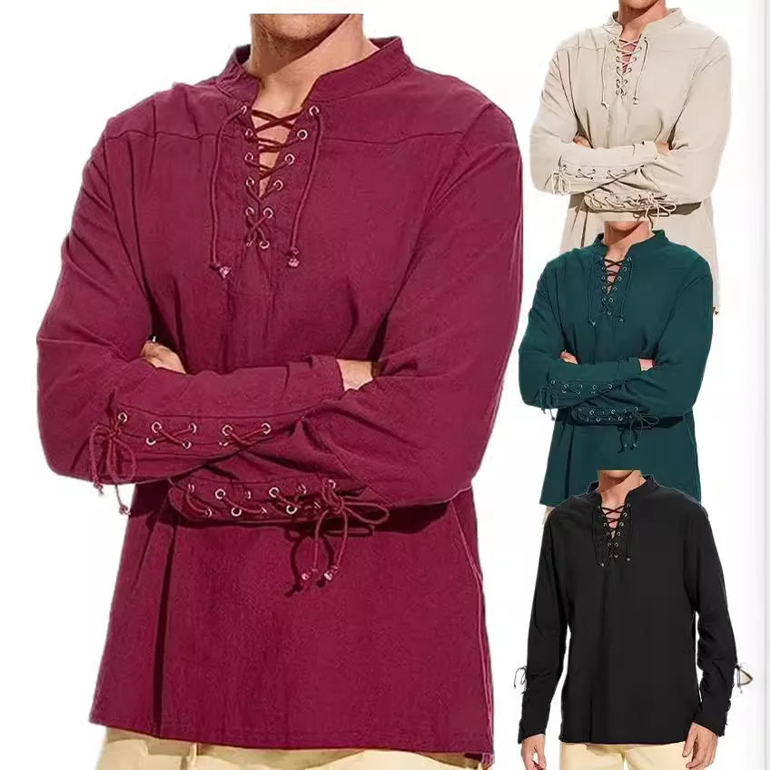 Men's Cotton Linen Shirt Long Sleeve