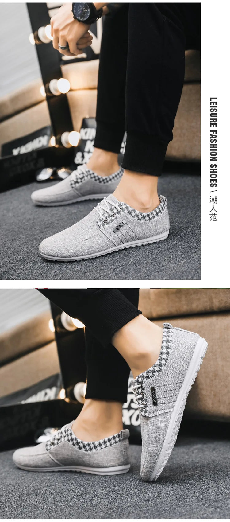 Casual Shoes for Men Lace-up Linen Cloth Breathable