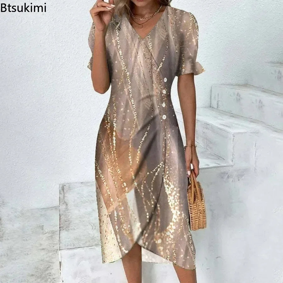 New 2026 Women's Boho Dresses Elegant Floral Print
