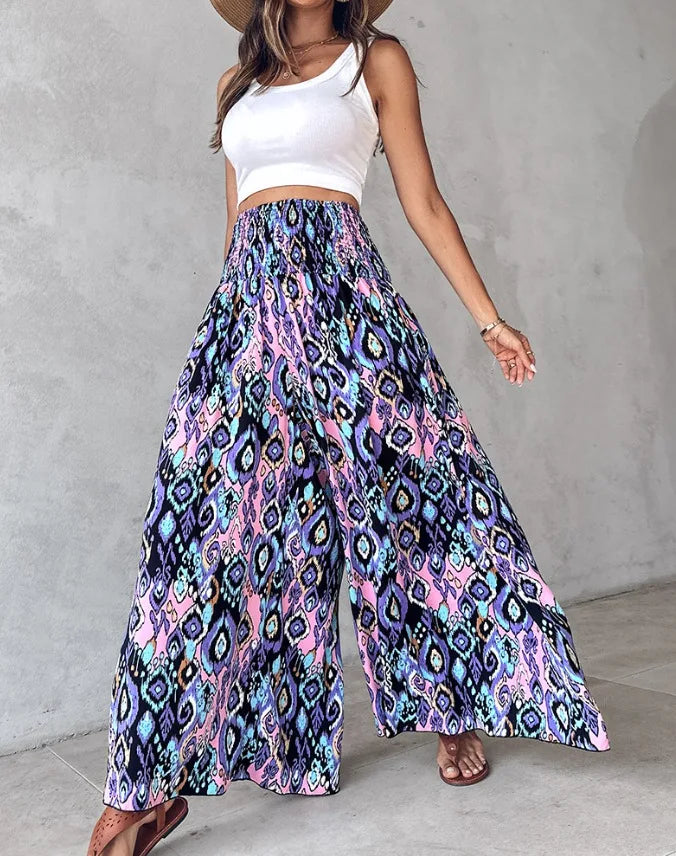 Boho Print Pant Women Wide Leg