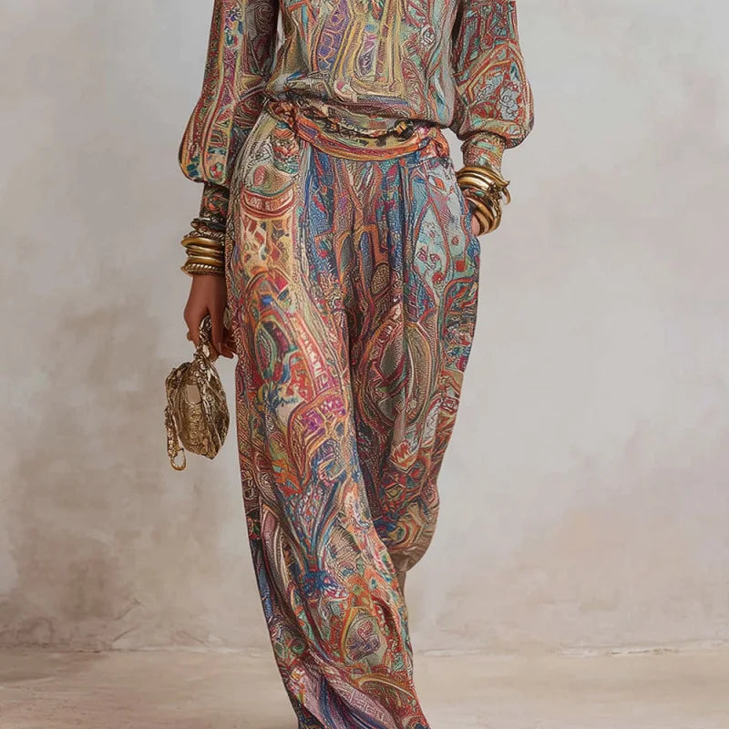 Boho Paisley Print Two-Piece Set