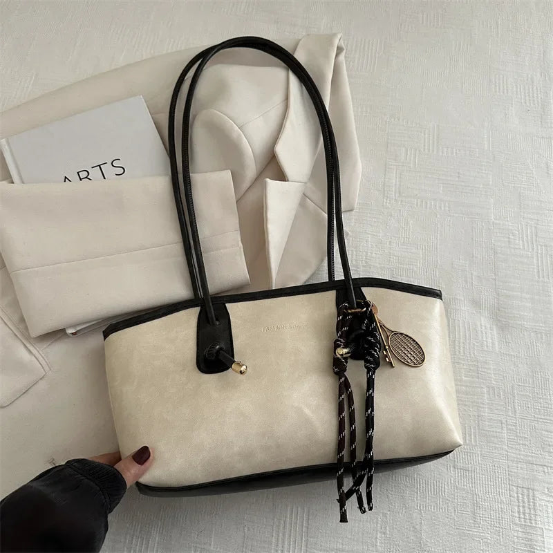 Retro Tote Bag Fashionable Advanced Simple And Versatile Handbag