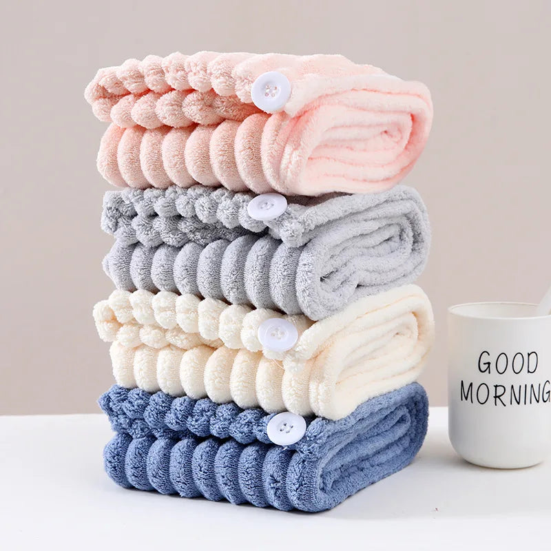 3pcs Premium Hair Drying Cap Soft Absorbent Quick-Drying Microfiber Hair Towel