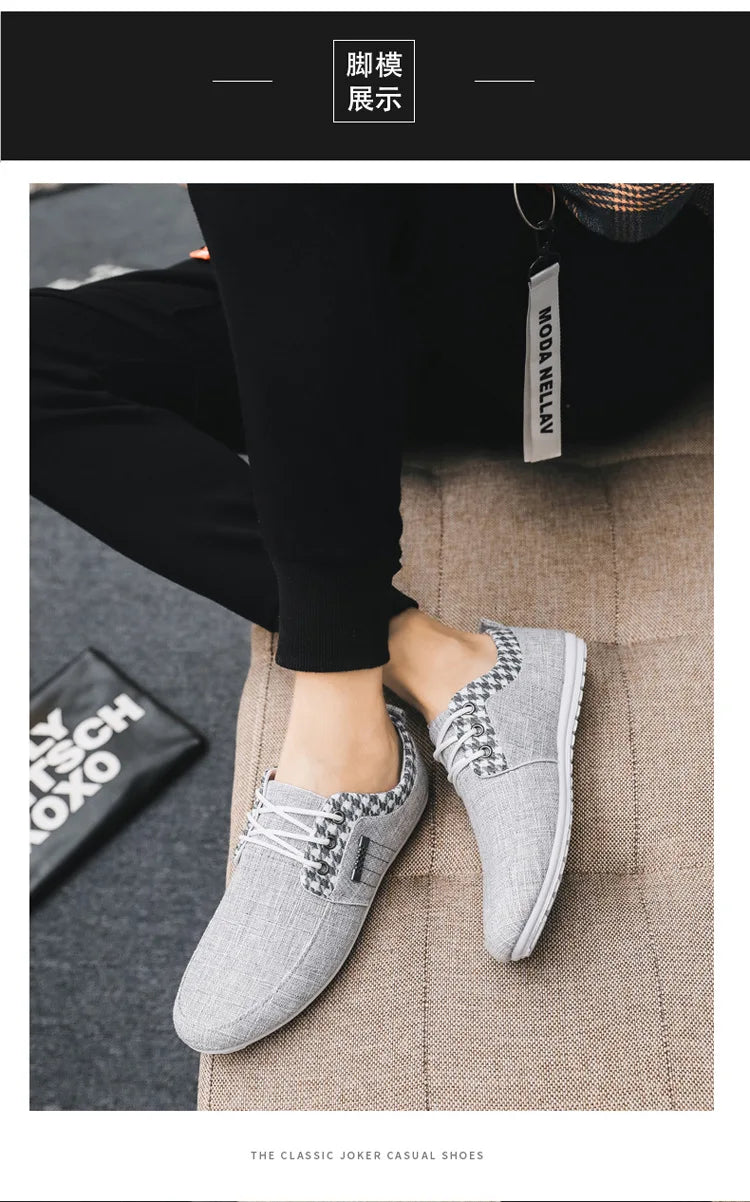Casual Shoes for Men Lace-up Linen Cloth Breathable