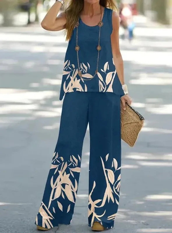 Women's Boho Print Set Casual Sleeveless