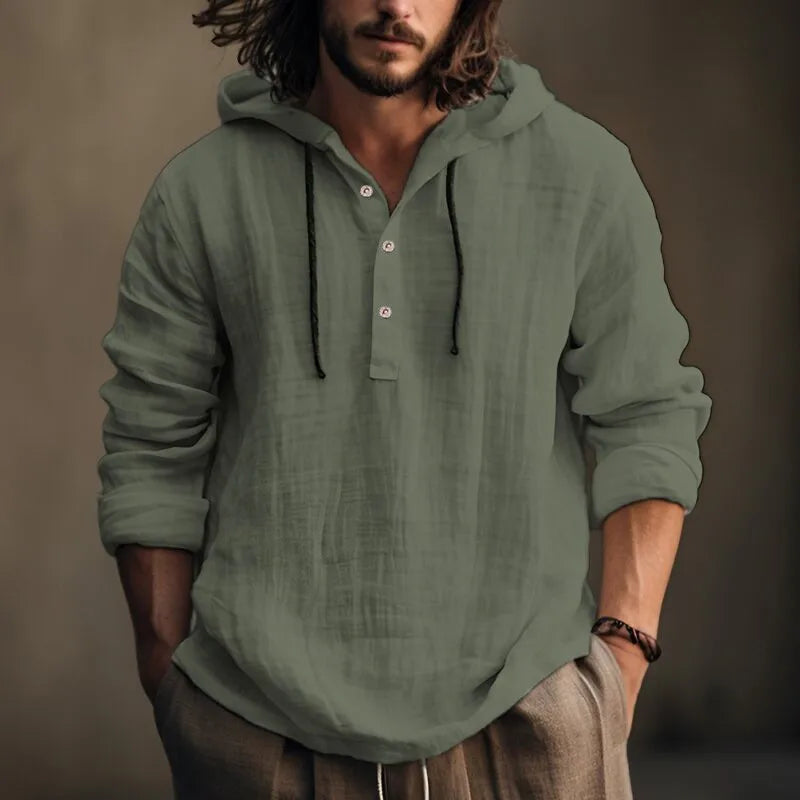 New Men's Casual Blouse Cotton Linen Shirt
