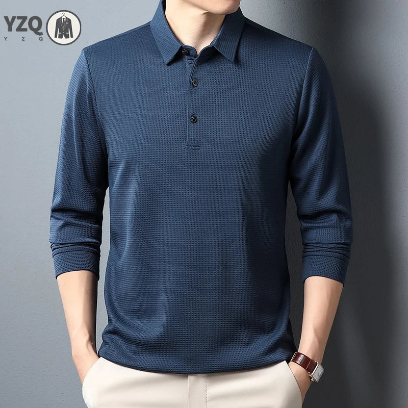 Men's Business Casual Polo Long Sleeve