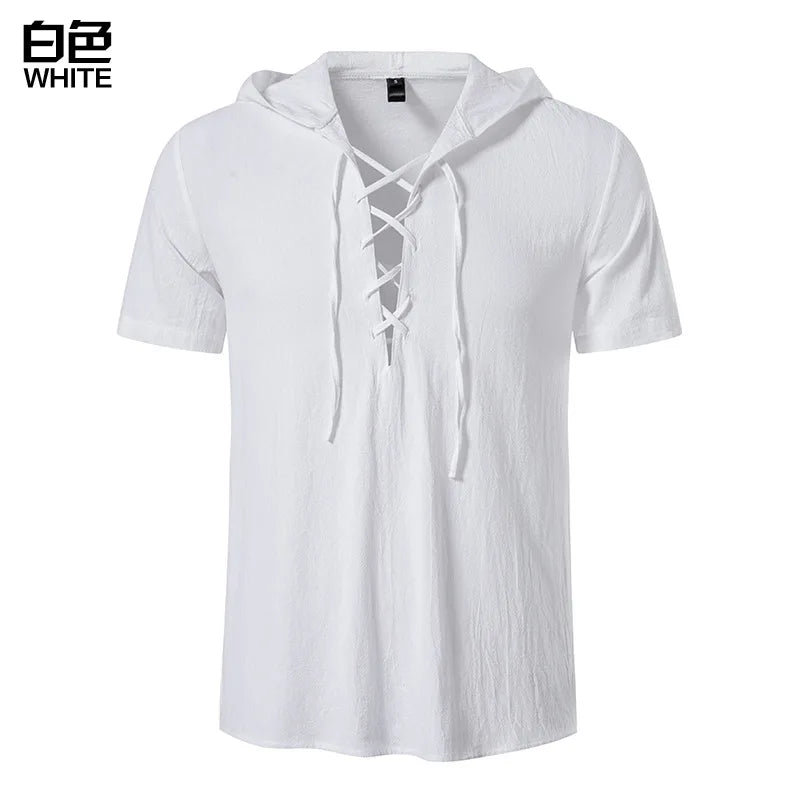 Men Shirts Hooded Solid Color