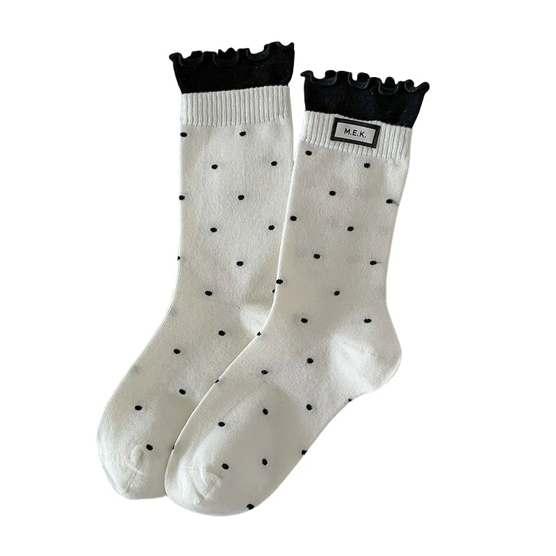 Women New Dots Cute Frilly Casual Fashion Socks