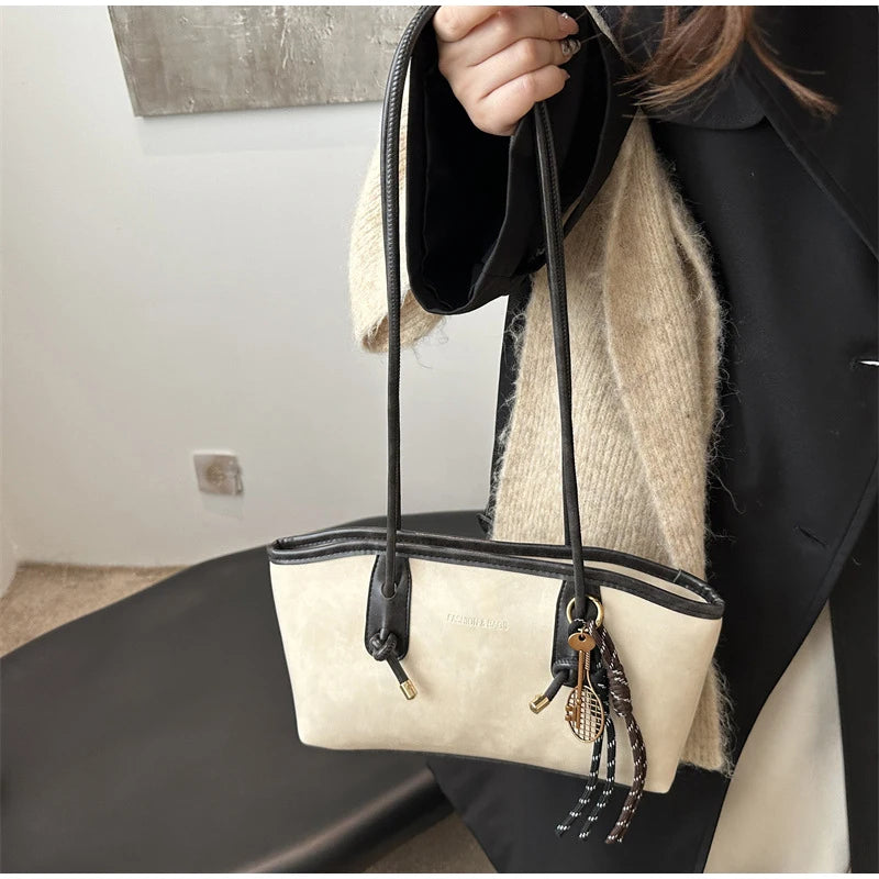 Retro Tote Bag Fashionable Advanced Simple And Versatile Handbag