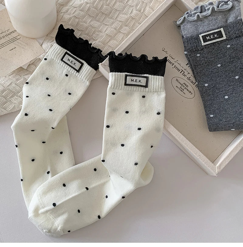 Women New Dots Cute Frilly Casual Fashion Socks