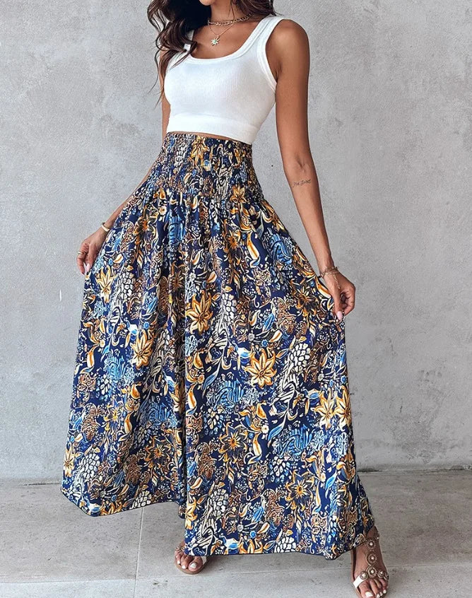 Boho Print Pant Women Wide Leg