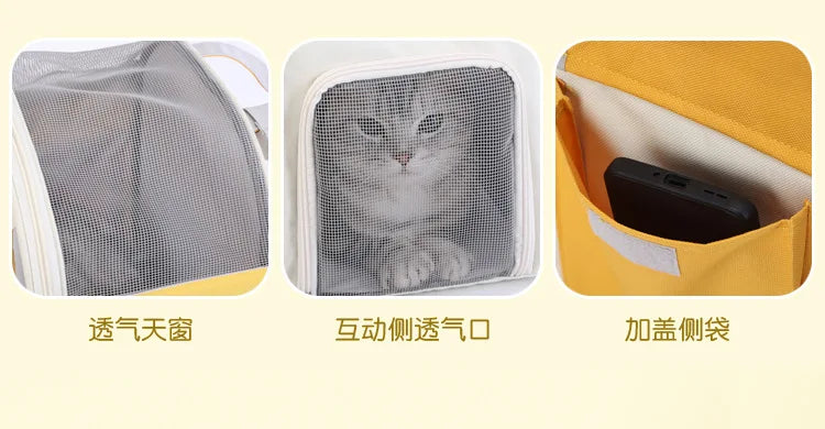 Portable Breathable Backpack for Carrying Pet Cats and Small Dogs