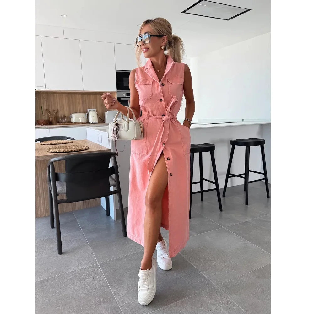 Women Sleeveless Denim Dress