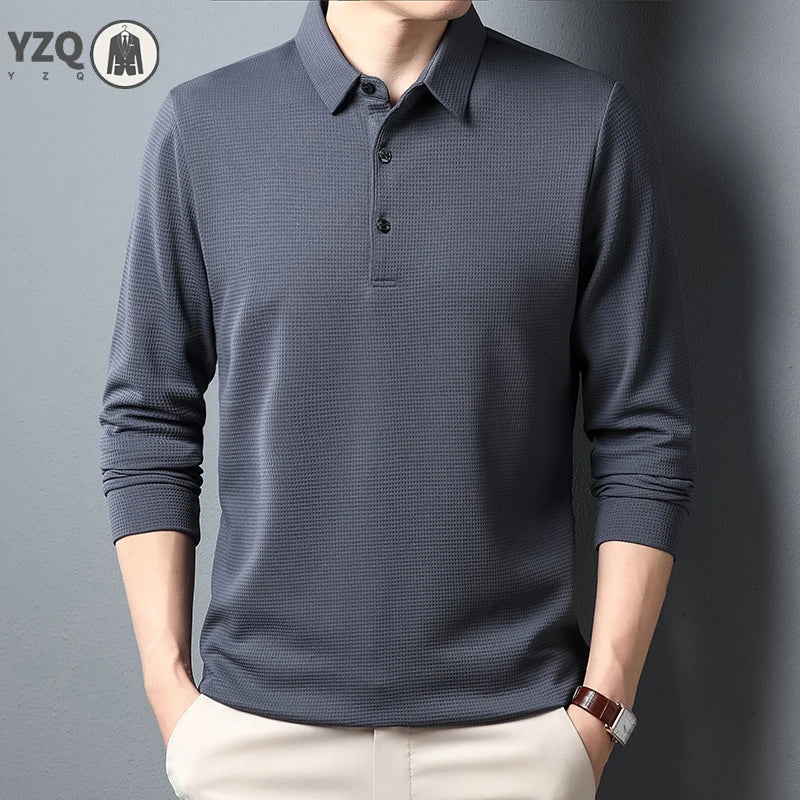 Men's Business Casual Polo Long Sleeve