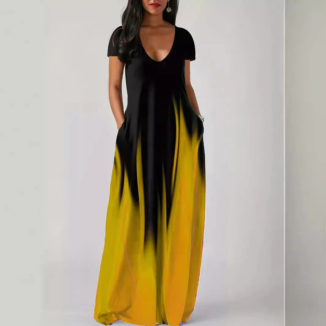 Women's 1XL-5XL Plus Size New Summer Loose Print Casual Women's Dress