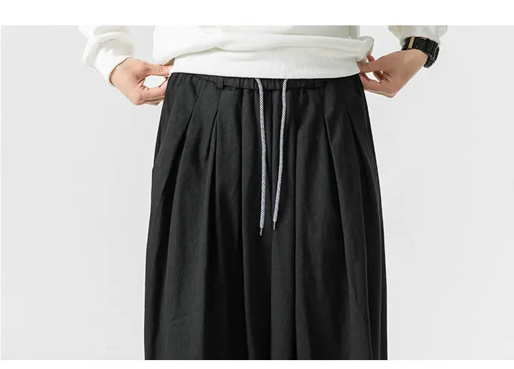 Oversized Men Wide Leg Pants Elastic Waist Joggers Trousers Male