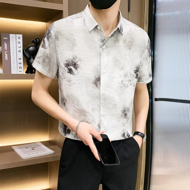 Fashion Men Summer Casual Short Sleeve Floral Shirt