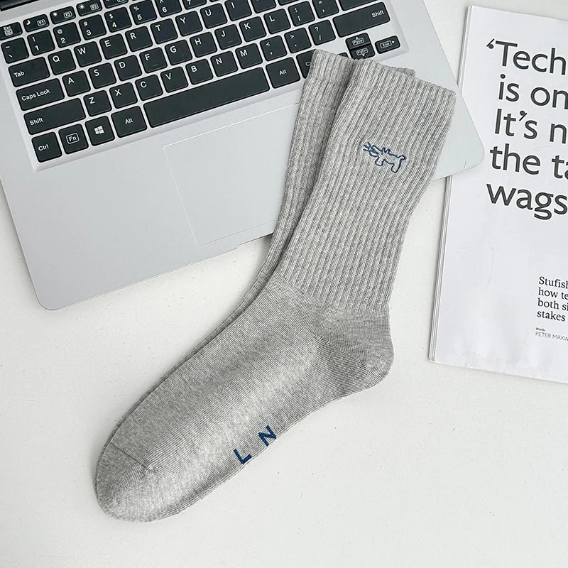 Men's Socks New Embroidery Fashion Solid Color