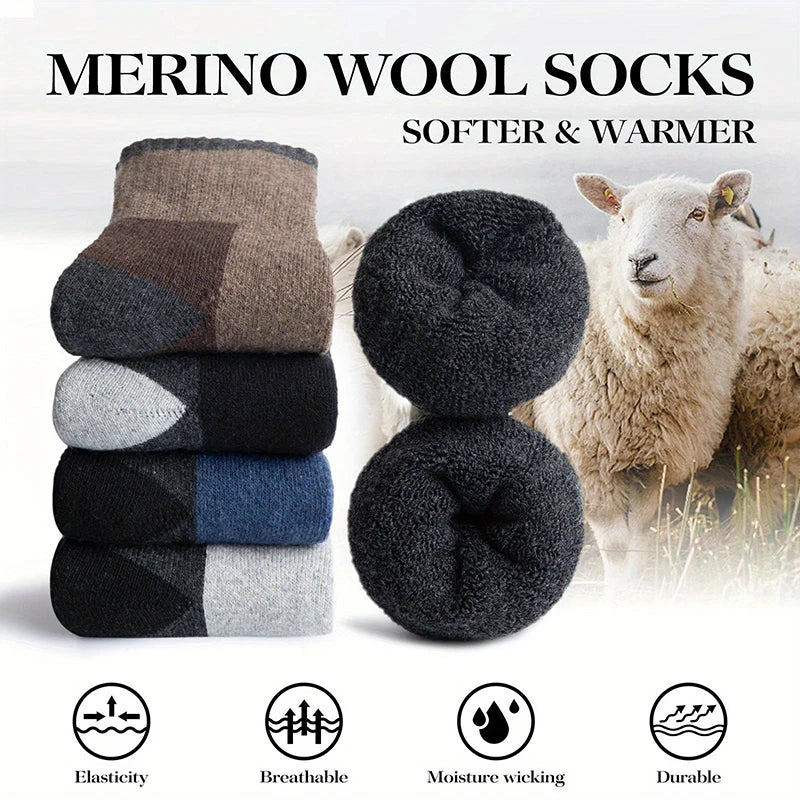 Winter Merino Wool Socks Thickened Mens
